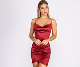 Satin Cowl Neck Mini Dress
