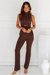 Star Power Ribbed Pants Brown