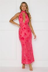 Shallow Love Halter Maxi Dress Pink