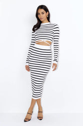 Set On You Knitted Midi Skirt White