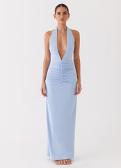 Whisked Away Halterneck Maxi Dress - Blue