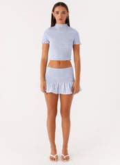 Sweetest Pie Mini Skirt - Baby Blue Gingham