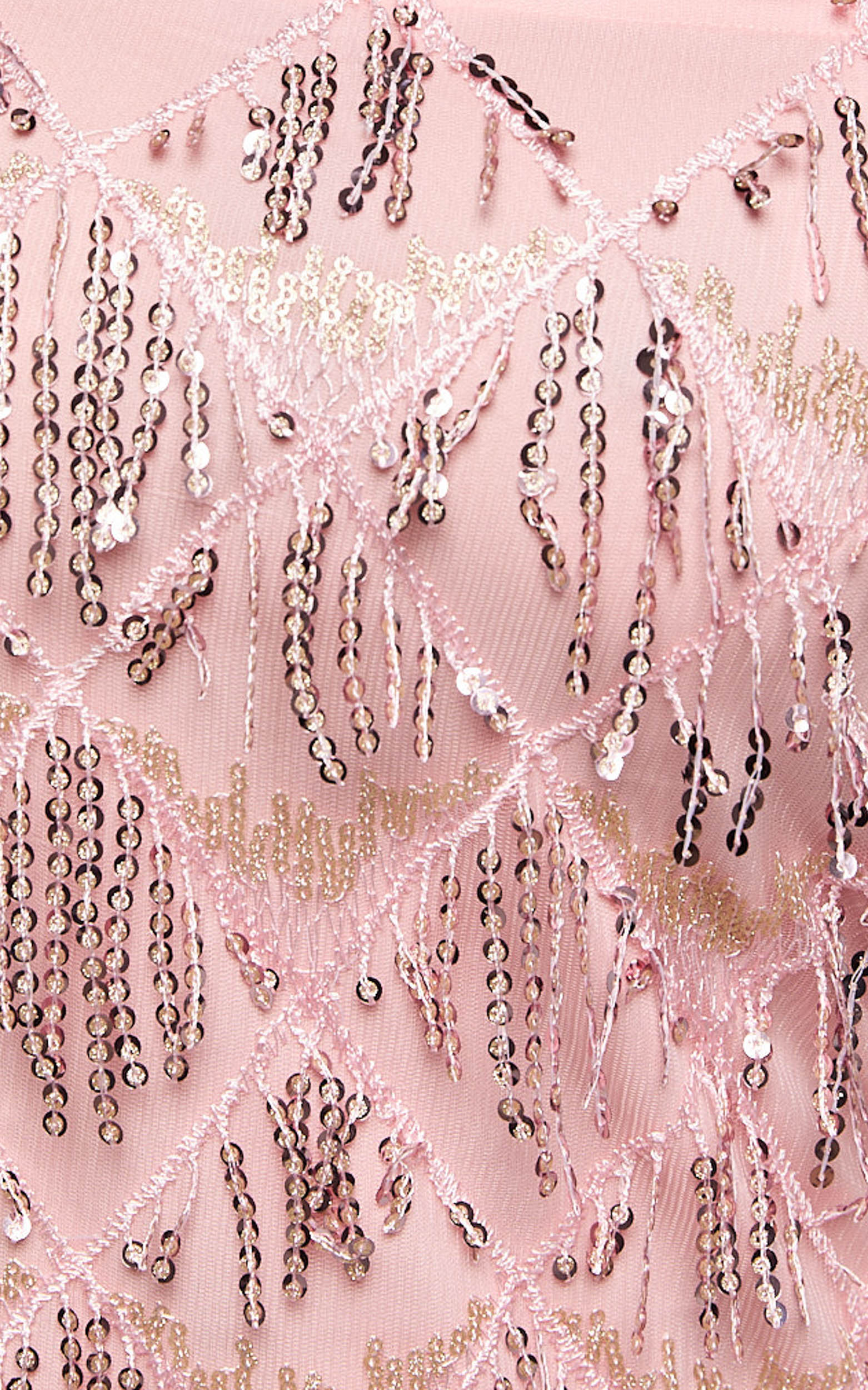 Shook Mini Dress Cami Sequin Fringe Dress in Pink Sequin