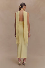 Wynn Floral Knit Midi Dress - Lemon