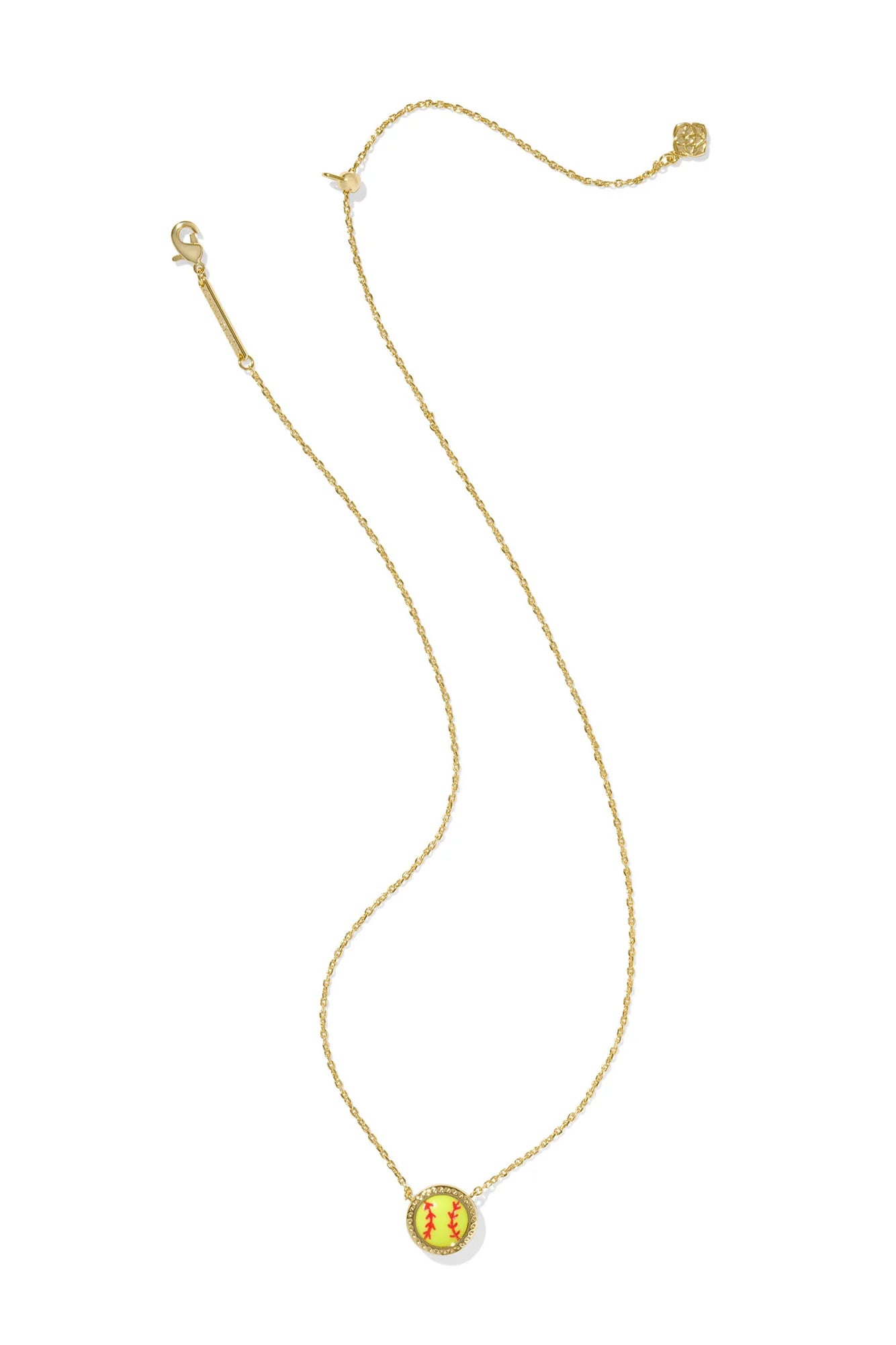 Softball Short Pendant Necklace Gold